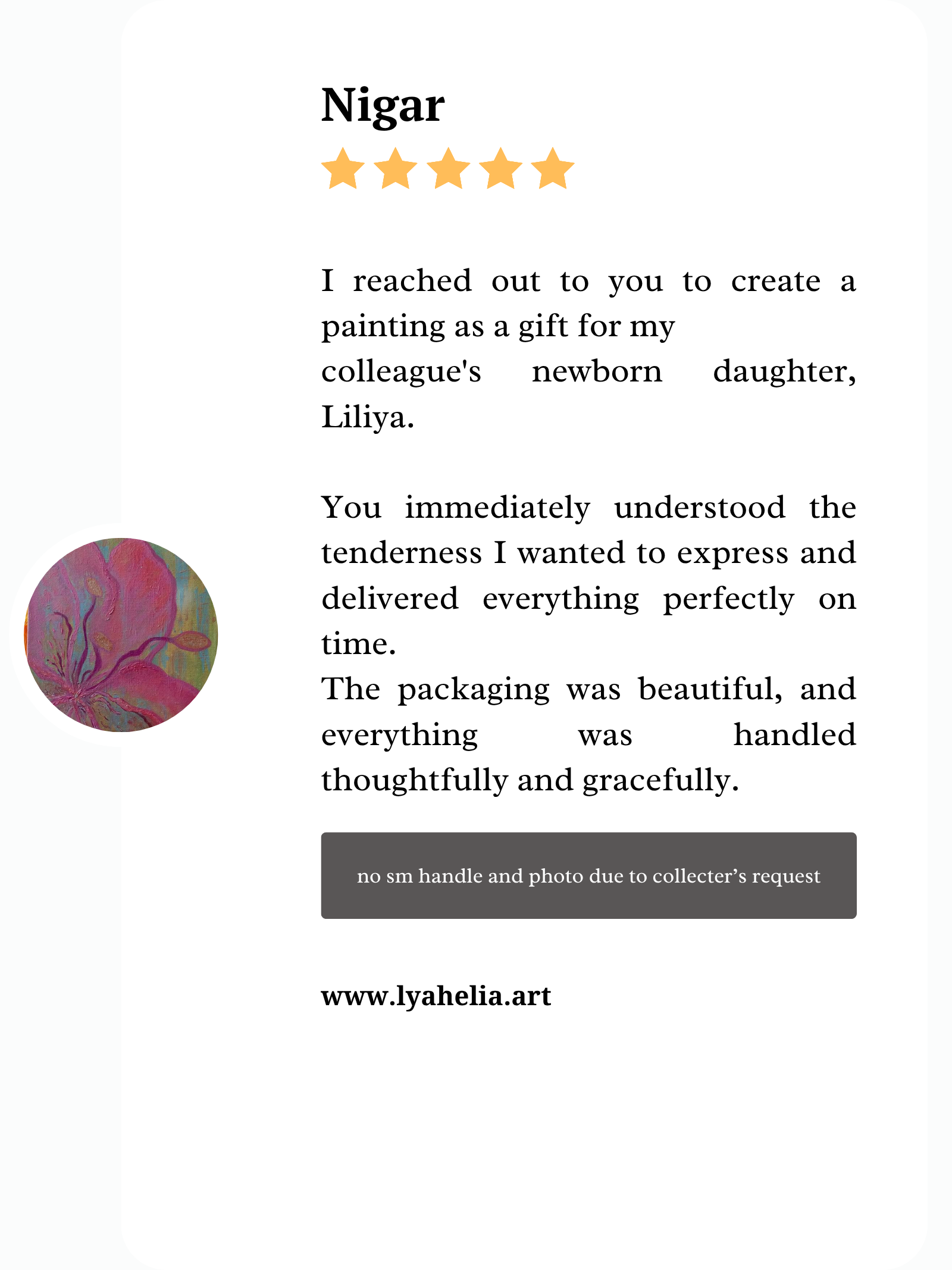 Nigar testimonial screenshot 1